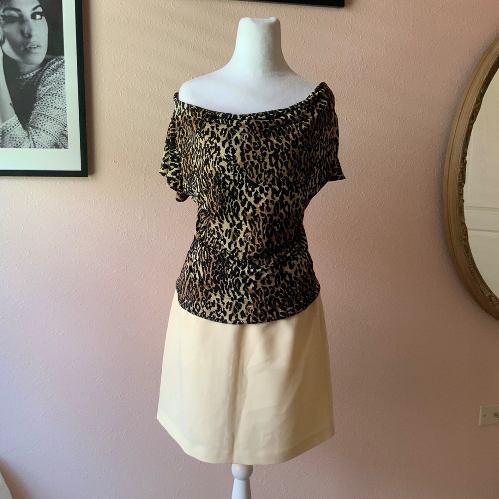 Vintage 90s Cheetah Off the Shoulder Blouse